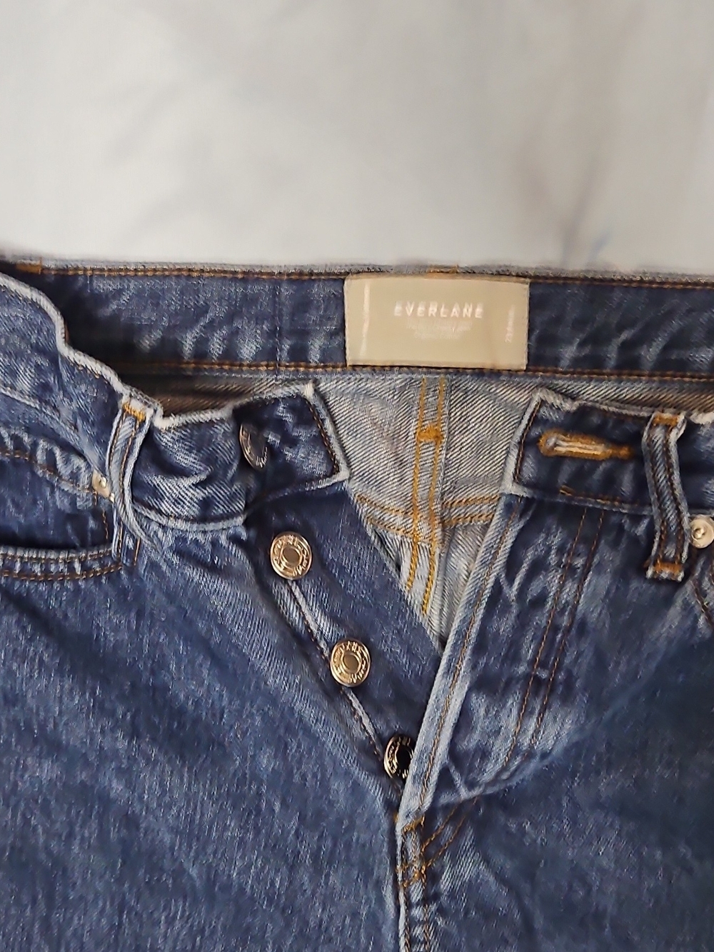Everlane Dark Blue High-Rise Button-Fly Jeans